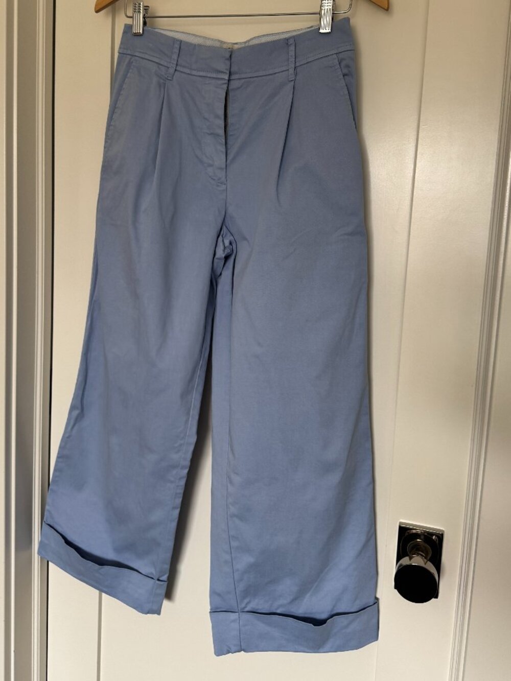 J Crew size 2 cotton cuffed light blue cropped pants